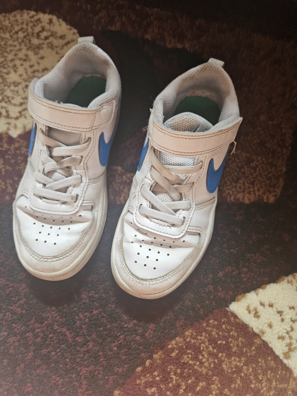 Nike Kids White Sneakers with Blue Swoosh